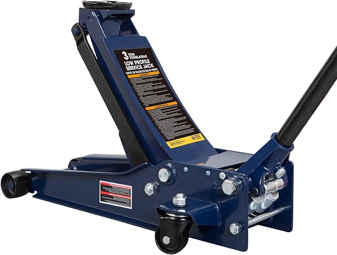 TCE Ultra Low Profile 3 Ton Hydraulic Floor Jack, 6600 LBS Heavy Duty Dual Pump Car Jack for Cars/Trucks/SUVs, ASME Certified with Detachable Handle (Blue)