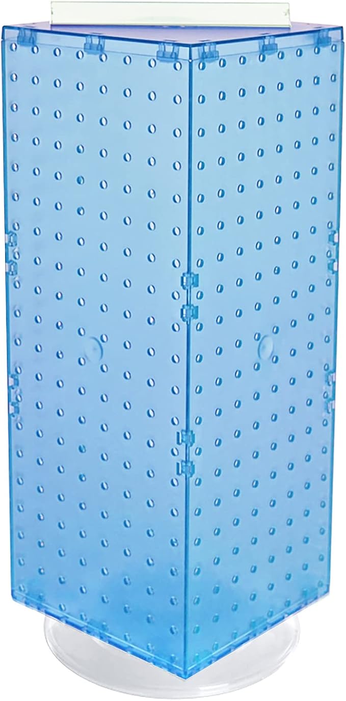 Azar Displays 703385-BLU Four-Sided Revolving 8”W X 20”H Pegboard Counter Display, Blue
