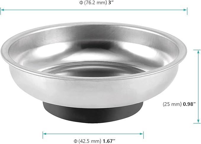 FUNSUEI 10 Packs 3 Inches Magnetic Tray, Stainless Steel Magnetic Bowl, Round Magnetic Parts Tray for Pins, Screws, Bolts, Nuts, Small Parts
