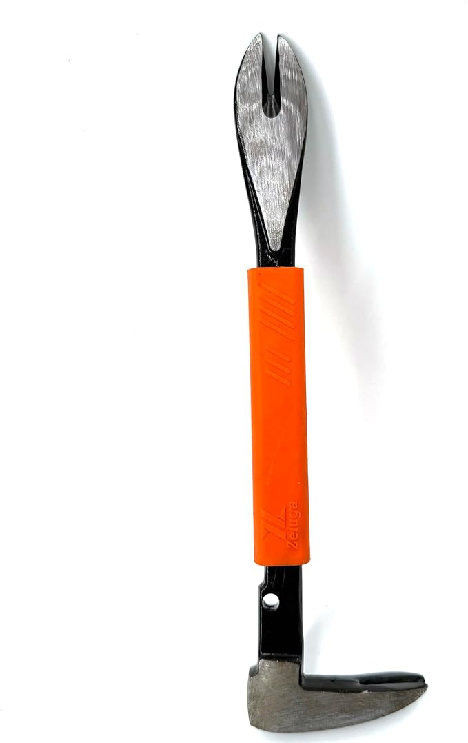 25-347 10'' Precision Nail Puller Cats Paw Pry Bar, Forged High Carbon Steel & Ergonomic Soft Grip, Crow Bar Tool for Prying, Scraping, Lifting, Pulling