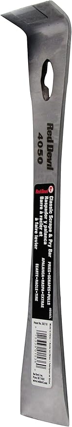 Red Devil 4050CL Classic Scrape & Pry Bar - Heavy-Duty Multi-Purpose Tool, Hardened Steel Construction, Dual Chisel Edges