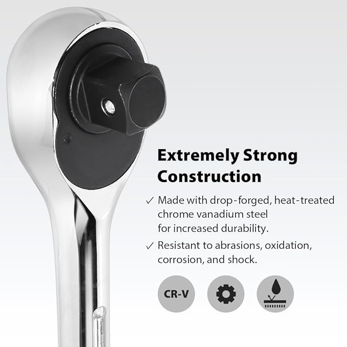 FIRSTINFO F32441H 1-Inch Drive Extendable Ratchet Wrench, 24T Reversible Ratchet Handle Extends 24.8 to 41.3 Inches