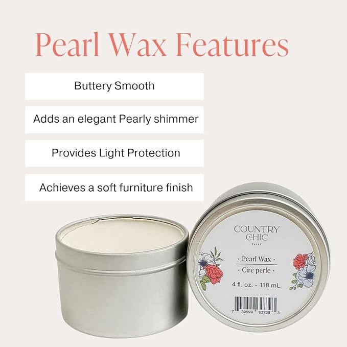 Furniture Wax - 100% Natural Sealant for Chalk Furniture Paint or Raw Wood, Light Protection, Easy To Apply, No Odor, Eco-Friendly - 7 Color Choices - Pearl (4 oz)