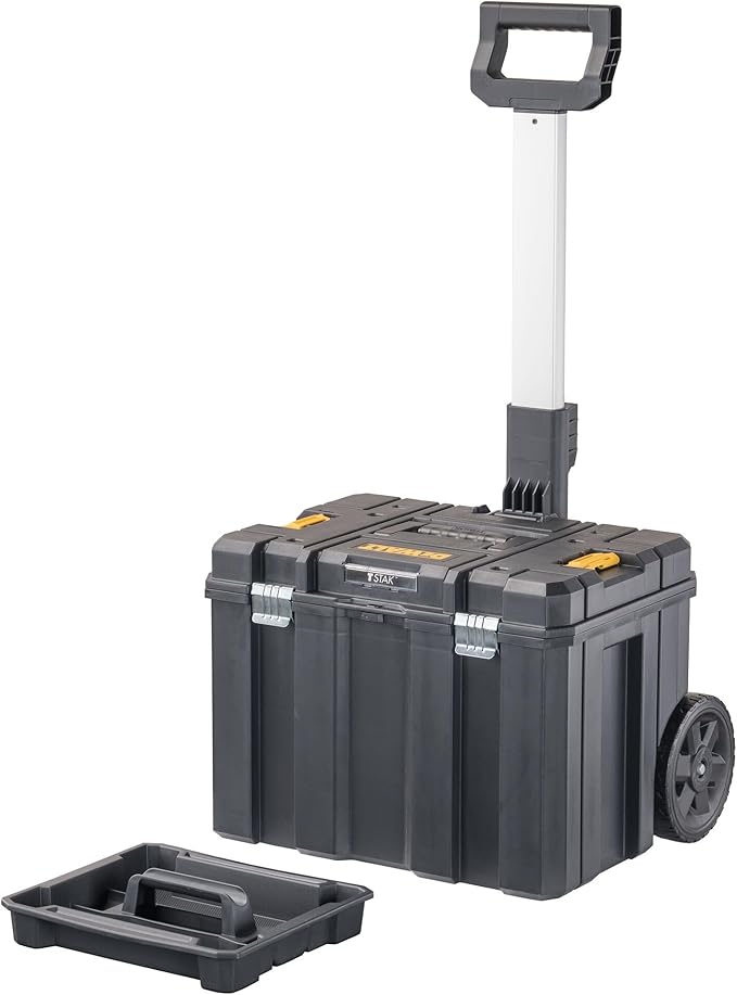 DEWALT Tool Box with Wheels Modular, Large Rolling Tool Box With Telescopic Handle, Portable Carrier Deep Stackable TSTAK Storage (DWST17820)