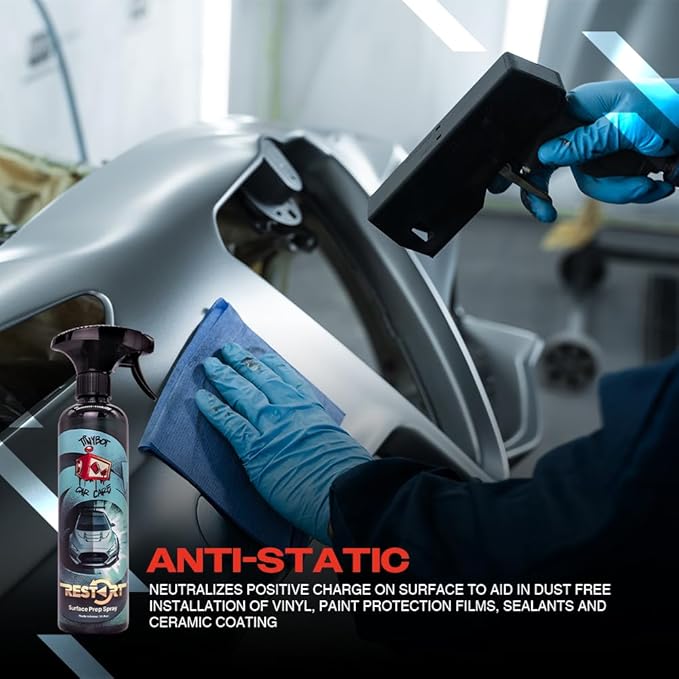 Tinybot Restart - Surface Prep Spray - Adhesive Oil Polish Cleaner Remover -Vinyl Wrap, PPF, Ceramic Coating, Wax Prep -Safe on All Surfaces Paint Window Glass -pH Neutral, Anti-Static -16.9 oz -QTY 3