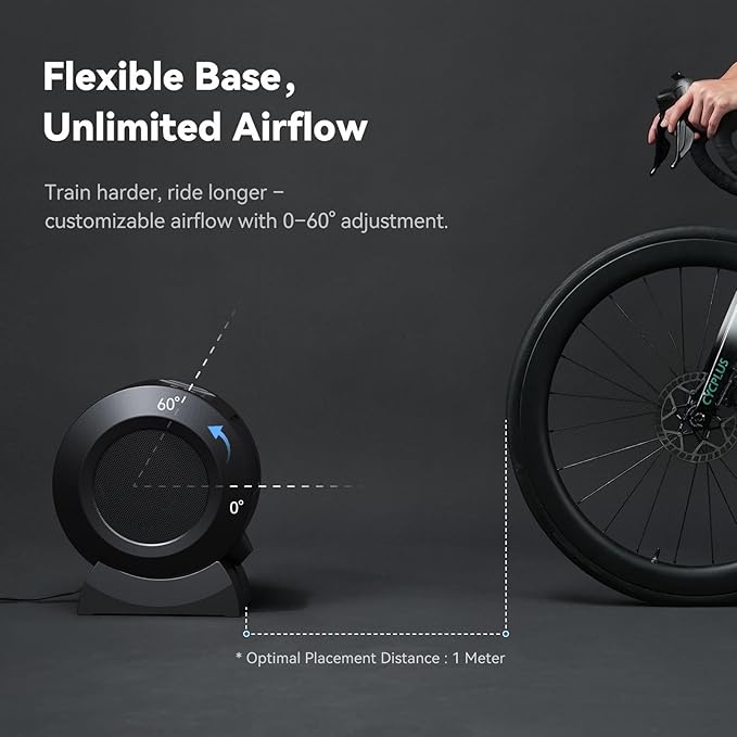 CYCPLUS Smart Indoor Cycling Fan, BLDC Motor Drive, 5 Speed Modes with Remote and APP Control, Low-Noise ANT+ Fan for indoor Bike Trainers, Stationary/Spin Bikes, Cross Training(Groud Base)