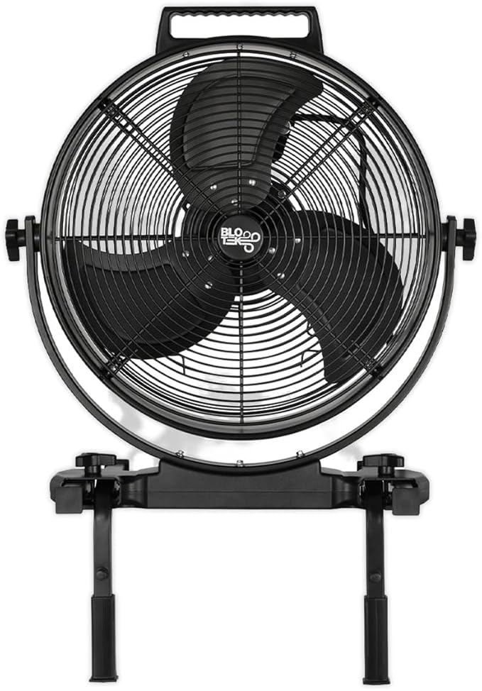 W58352 16-Inch Dust King High Velocity Floor, Exhaust, or Blower Fan, Black, 3-Speed, 270-Degree Adjustable Tilt, IP64 Waterproof, Ideal for Contractors and DIY in Warehouses and Factories