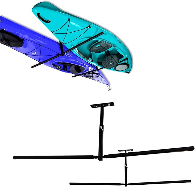 StoreYourBoard Adjustable Kayak Ceiling Rack – Hi Port 2 Garage Ceiling Kayak Hanger | Adjustable Overhead Kayak Storage for Recreational & Touring Kayaks | Garage Organization
