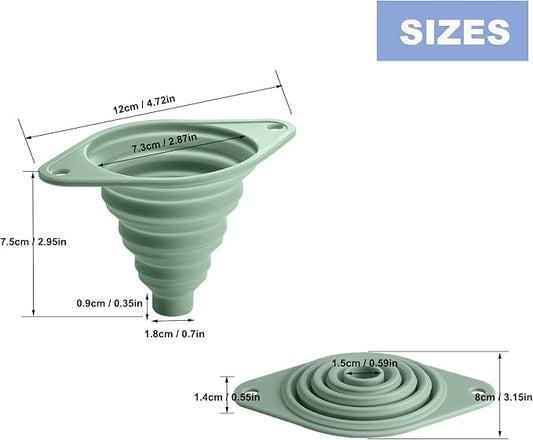 Kitchen Funnel Set 3 Pack, Collapsible Silicone Funnel for Kitchen Use Filling Bottles Liquid Food Transfer