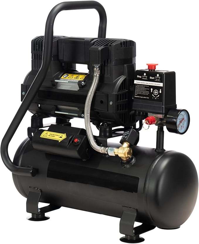 Air Compressor, 2.0 Gallon, 1.0 HP Oil Free, Max 115 PSI, 65dB Ultra Quiet, for Auto Repair, Tire Inflation, Spray Painting, Woodwork Nailing