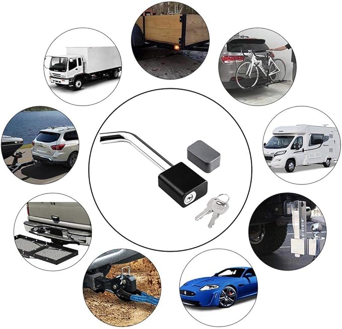 CZC AUTO Trailer Hitch Receiver Lock, Padlock Style and Swivel Head，Dia 5/8 Inch Bent Pin for Class III IV 2 2-1/2 Inch Receiver, Fits Bike Rack Tray Ball Mount for Towing Trailer Truck Car Boat RV