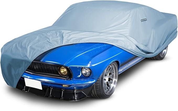 iCarCover Premium Car Cover for 1969-1973 Ford Mustang Coupe Convertible GT Mach 1 Fastback Heavy Duty Waterproof All-Weather Automobiles Custom Fit Indoor Outdoor UV Snow Protection Covers