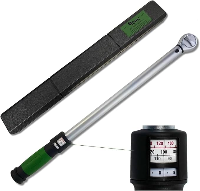 Click-Style Torque Wrench - ½” Drive 50 - 250 ft. lbs. (70-340 n.m) 45 Tooth Ratchet Socket Wrench for Mechanic Tool Set, Easy Read Scale, Ergonomic Grip, Professional Tools for Automotive Repairs