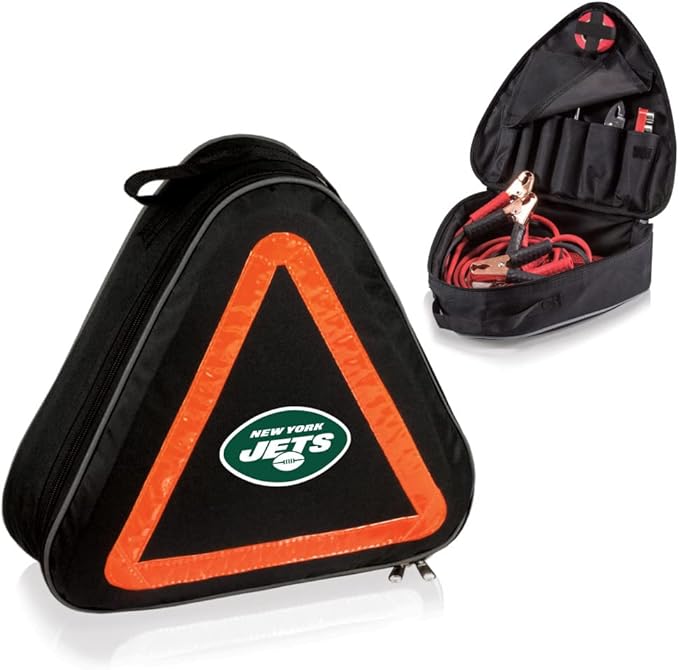 PICNIC TIME NFL Roadside Emergency Car Kit, Auto Vehicle Safety Road Side Assistance with Jumper Cables and Car Tool Kit, (Black with Orange Accents)
