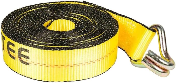 Mytee Products Ratchet Tie-Down Straps with Wire Hook, 2" x 30' Yellow Ratchet Strap | 10,000 Lbs Breaking Strength | Heavy Duty TieDown Ratchet Straps for Flatbed, Truck, Trailers Pickup