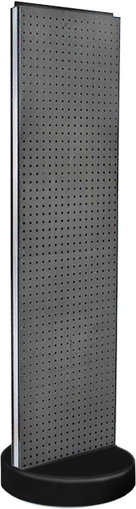 Azar Displays 700780 TWO-SIDED PEGBOARD FLOOR DISPLAY W/C-CHANNEL SIDES ON REVOLVING ROUND STUDIO BASE. PANEL SIZE: 16"W X 60"H, (Charcoal Graphite)