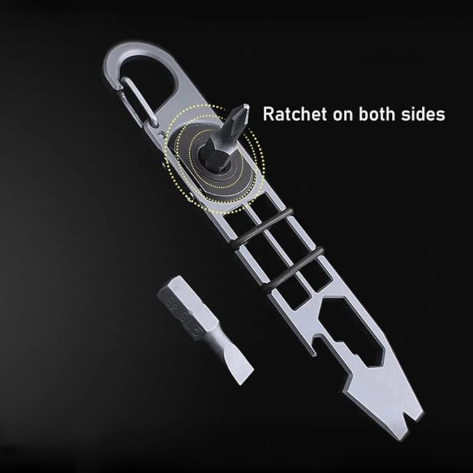 EDC Pry Bar,mighty bar,Titanium Keychain Multitool Tool,Can opener,Pocket Pry Bar with Wrench,Ratchet screwdrivers, Bottle Opener.
