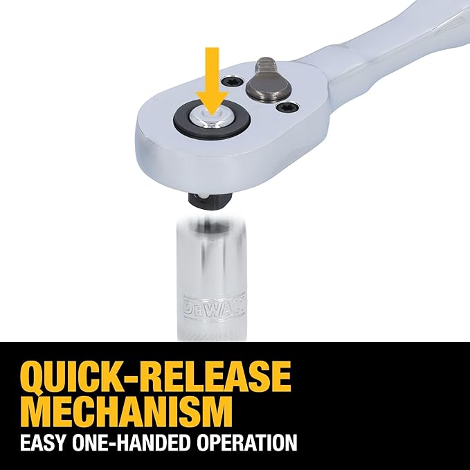DEWALT Mechanics Tool Set, 84 Piece SAE/Metric Set with Low Profile 72-tooth Ratchet,1/4 Inch Drive (DWMT45424)