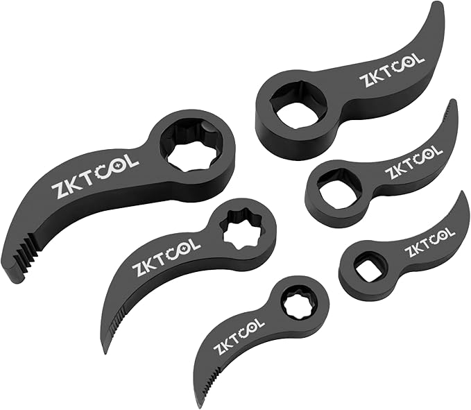 ZKTOOL 6PC Pry Bar Wrench Adaptor Head Kit,Crowbar Adapter Head Tools, The Square Outline Does Not Slip Easily, Includes 1/2" 3/8" 1/4" D 4pt/8pt (Square) Profile