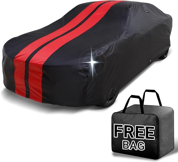 iCarCover Premium Car Cover for 2024-2025 Mercedes-Benz AMG GT Roadster Heavy Duty Waterproof All Weather Automobiles Custom Fit Full Exterior UV Snow Rain Protection Covers (Stripe - Black/Red)