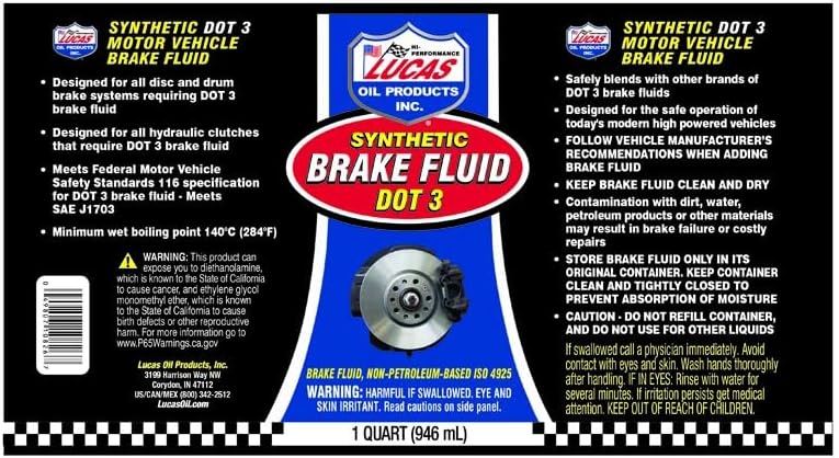 LUCAS OIL 10826 Brake Fluid - 1 Quart (Pack of 2)