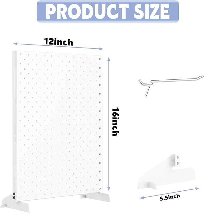 WALMANN Metal Tabletop Pegboard Display Standing Pegboards for Craft Shows, 12" x 16" Countertop Peg Board with Hooks for Jewelry & Accessories (Cream-White, 2-Pack)