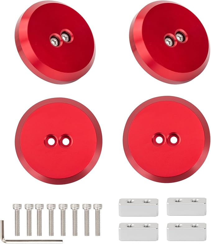 Corvette Jack Pucks Billet Aluminum Lifting Puck Floor Jack Pad Adapter Compatible with 1997-2023 Corvette C5 C6 C7 C8/ 944 964 993 996 997 911 Boxster Cayman - 4 Pack Red