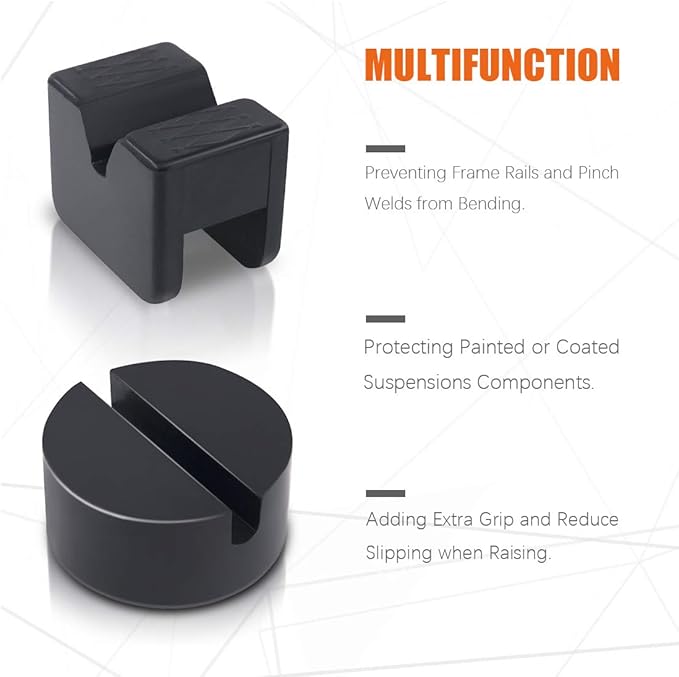 4 Packs Floor Jack Pad Adapter for Jack Stands 2-3 Ton Universal Heavy Duty Rubber Jack Disk Pads Slotted Frame Rail Pinch Welds Protector for Lifting Car