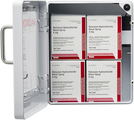 Naloxone Overdose Emergency Kit Cabinet - Does Not Include Alarm or Lock | Designed for Wall Mount & Public Access (Metal, White - No Alarm)