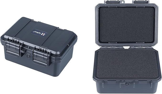 Lykus HC-1420 Mini Hard Case Dry Box with Foam Insert, Interior Size 5.5x3.5x2.7 in, IP66 Splash-Proof, Suitable for Cellphones, Tools, Small Devices and More