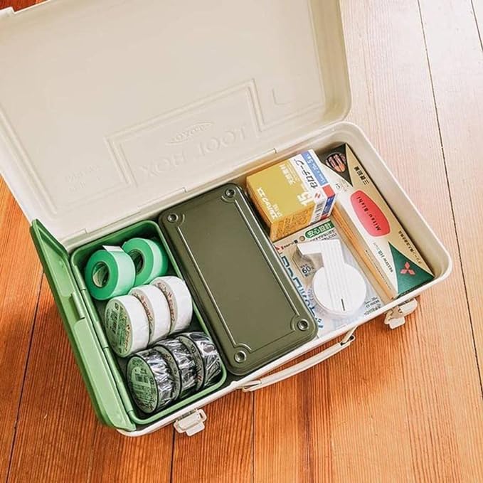 toyo steel tool box T-190 MG (MILITARY GREEN) H7.99×W4.29×D2.20inch Steel Trunk For Pegs, Metal fittings, Pen, Accessory, And Utility Knife Made In Japan