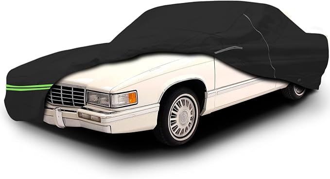 Waterproof Car Cover Replace for Cadillac DeVille 1989-2005 Sedan Coupe, 210T All Weather Car Covers with Zipper Door for Snow Rain Dust Hail Protection