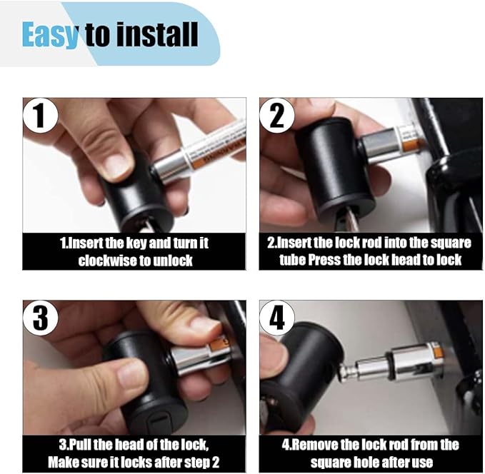 Trailer Hitch Receiver Pin Lock, Anti-Theft Dual Bent Locking Pin for 1-1/4" 2" and 2-1/2" Receivers, 1/2" and 5/8" Diameter Pin Receiver, Class I, II, III, IV and V Hitch Pin Receiver