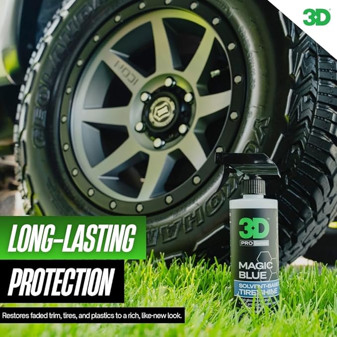 3D Magic Blue Tire Shine Spray - Water Resistant High Gloss Tire & Trim Dressing | Long Lasting Protection | No Sling, No Run Formula | Made in USA |1 Gallon