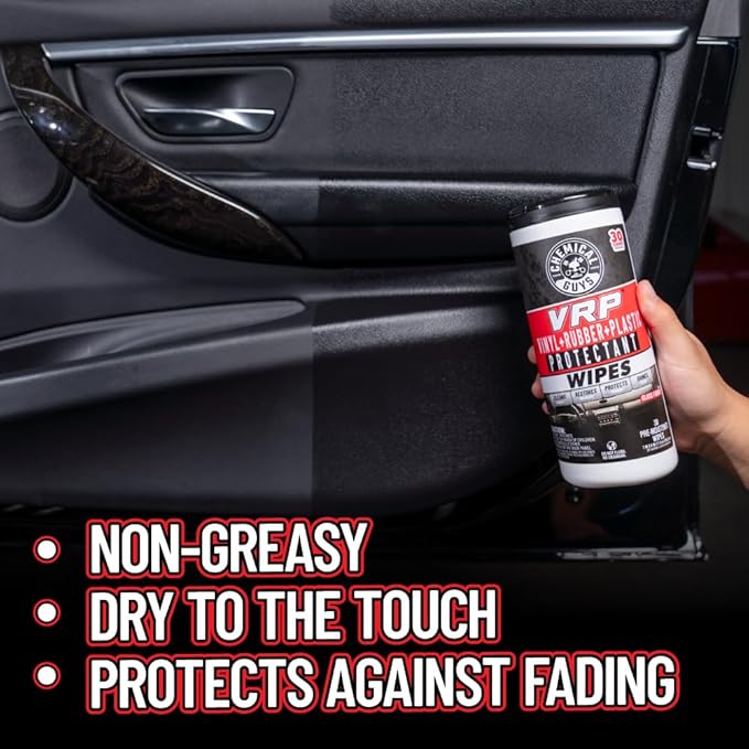 Chemical Guys VRP, Vinyl, Rubber, Plastic, Shine & Protectant Canister Wipes, Great For Cars, Trucks, SUVs, RVs, & More (30 Ct) - PMWCTVD10730