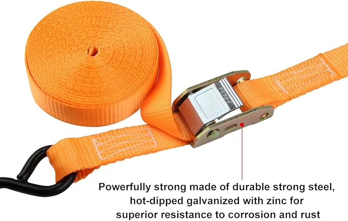 Tie-Down Cam Straps, JCHL Ratchet Tie Down Strap 1" x20' Lashing Strap Cargo Tie Down Strap Polyester Webbing Coated S-Hooks Cambuckle Metal Buckles 1000lbs Capacity Securing Straps (Pack of 4)