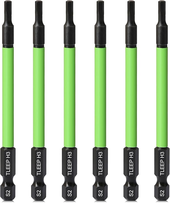 3.5" Long 1/4" Hex Head Allen Wrench Drill Bit Set, Metric 3mm Impact Driver Bit Set, Magnetic Tips, S2 Steel, New Version Hex Keys with Storage Case