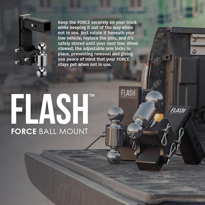 FASTWAY Flash Force Adjustable Steel Ball Mount, Dual Hitch Balls, Quick Height Adjustment, Stowable, for 2" and 2-1/2" Receiver, Heavy Duty (67-00-7570, 7" Drop, 7-1/2 Rise, 2" Receiver)