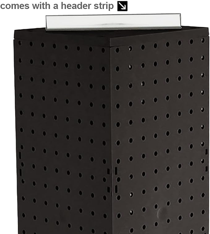 Azar Displays, 703385-BLK, 4 Sided Revolving, Pegboard Counter Display for Vendors Storage Necklace Jewelry Organizer for Selling at Trade Shows or Craft Shows Rotating, Black, 8” X 20”