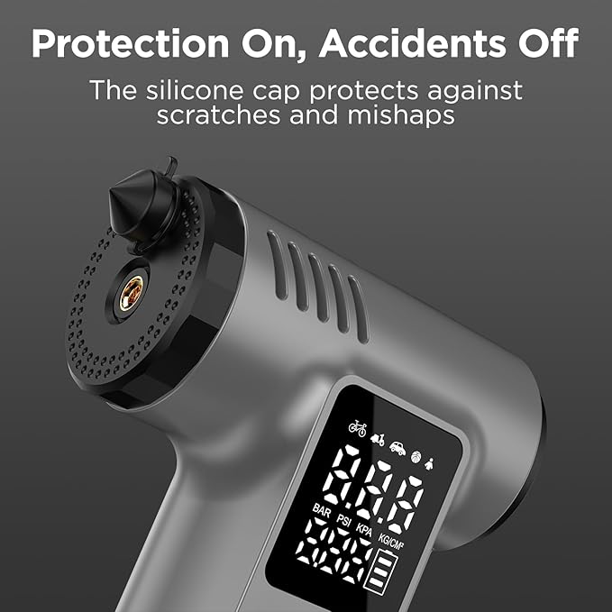 Tire Inflator Portable Air Compressor, Gift for man, 150PSI Tire Inflator with LED Light & Safety Hammer & Seatbelt Cutter, Air Pump for Car Tires, Motorcycle, Bicycle, Ball
