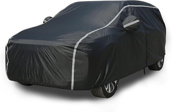 Tecoom SUV Car Cover Waterproof All Weather, Hail Protector for Automobiles w/Zipper Door, Cotton Backing UV Protection Car Covers Outdoor Indoor, Snowproof Universal Car Tarp Fit for 191"-205" SUV