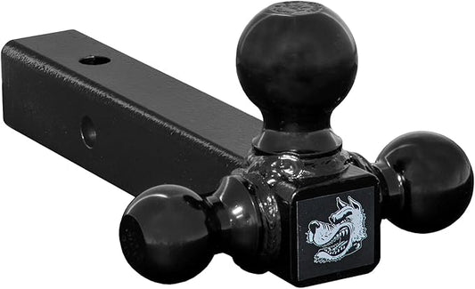 Buyers Products 1802200 Tri-Ball Trailer Hitch Ball Mount, (1-7/8 Inch, 2 Inch, 2-5/16 Inch Hitch Balls), Fits 2 Inch Receiver, 6,000-10,000 lbs. Capacity, Solid Shank, Black Powder-Coated Finish