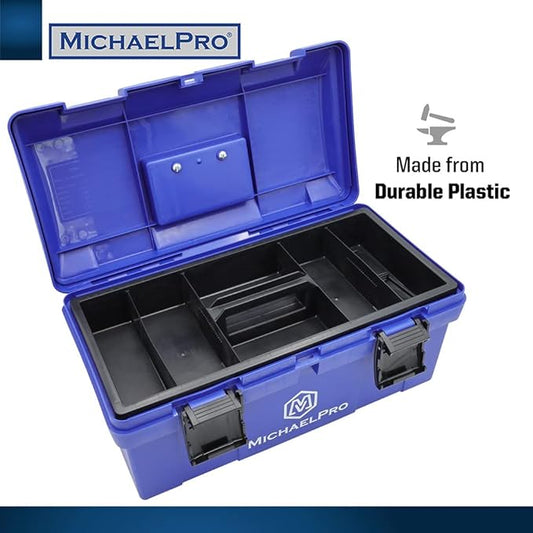 MichaelPro MP014035 17-Inch Tool Box | Removable Inner Tray | Carrying Case for Screws, Bolts, Nuts, Toys, Small Parts Organizer for Fasteners and Crafts