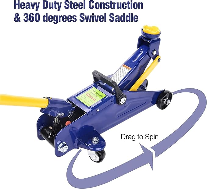 2 Ton Floor Jack - Car Hydraulic Trolley Jack Lift with 4000 Lbs Capacity for Home Garage Shop,Lifting Range 5.1"-13",Blue