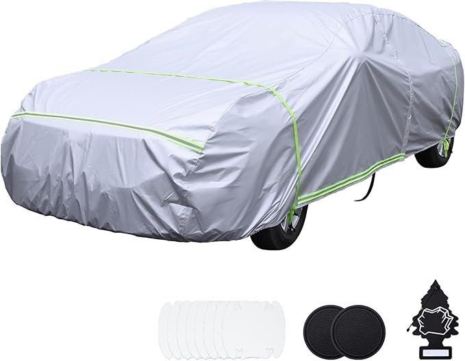 BYDOLL Car Cover Waterproof All Weather 6 Layers Snowproof Windproof Hail Protector Full Exterior Covers UV Protection 210D Oxford Universal Fit Sedan Outdoor Automobiles Zipper Cotton Inside