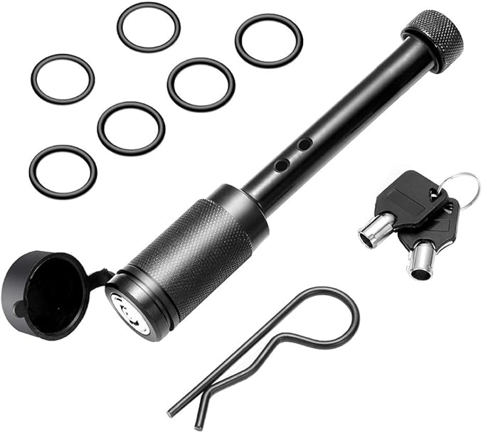 83522 5/8 inch Trailer Hitch Locking Pin, Solid Steel Tow Hitch Lock with Anti Rattle O-Rings Fits Class III IV V 2 inches and 2-1/2 inches Receiver
