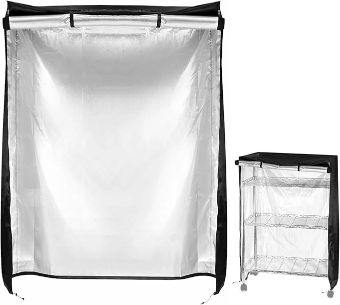 QWORK Storage Shelving Unit Cover, Wire Rack Cover for Shelf 48"x18"x72", 210D Oxford Cloth, Keeps Rack Clean, for Home, Office, Storage, Garage, Black