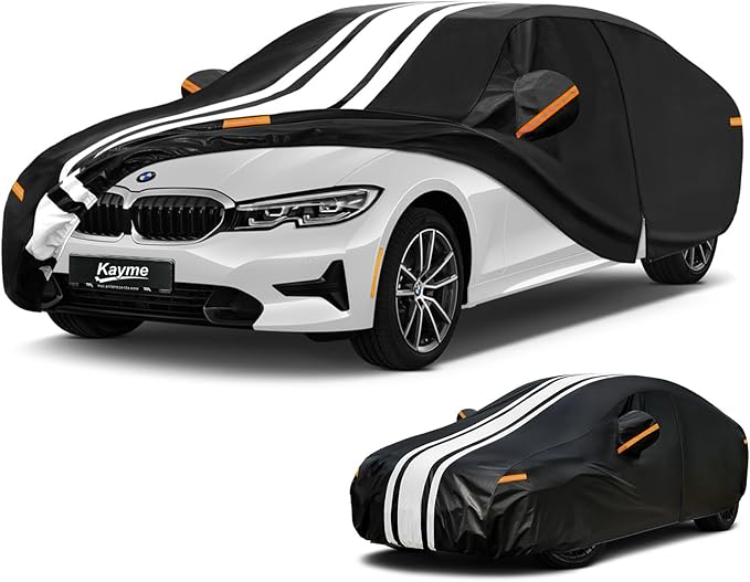 Kayme BMW 3 Series Car Cover Waterproof All Weather for Automobiles, Custom Fit for BMW 320i 325i 328i 330i 335i, Gift with Tape/Towel, Outdoor Full Exterior Cover Rain Snow Sun UV Protection.