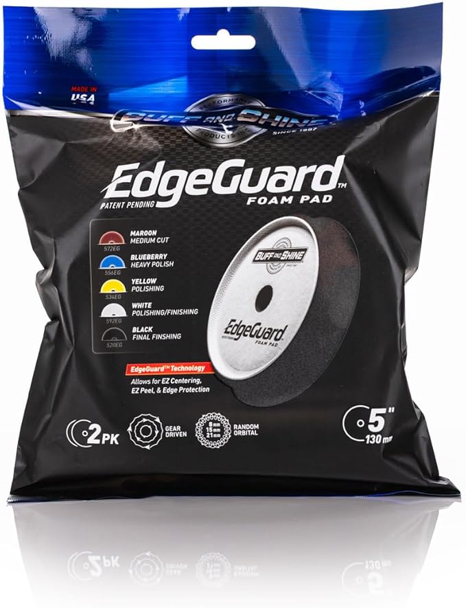 Buff and Shine - EdgeGuard Foam Buffing Pads - Black - 5" Finishing Pad - Pack of 2