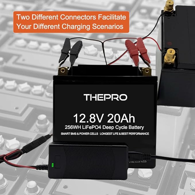 THEPRO 12V 3Amp Lithium LiFePO4 Battery Charger, 14.6V Smart Charger, 12.8V Lithium Iron Phosphate Battery Maintainer